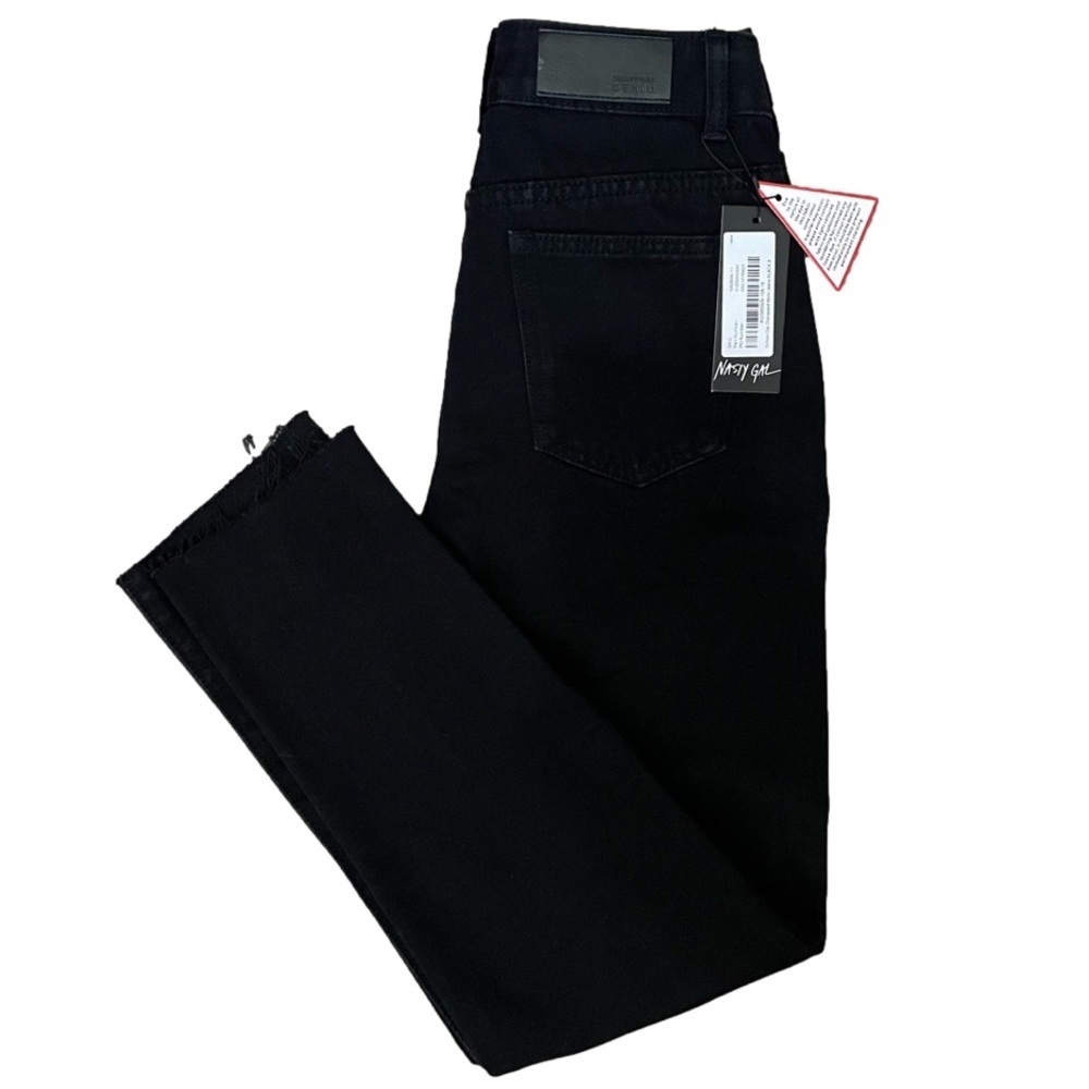 Nasty Gal NWT School Day Distressed Mom Jeans 4 Black High Rise Destroyed - Picture 6 of 7